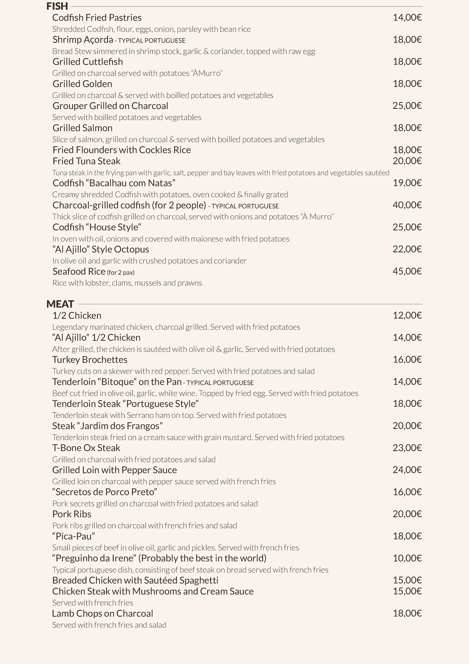 menu