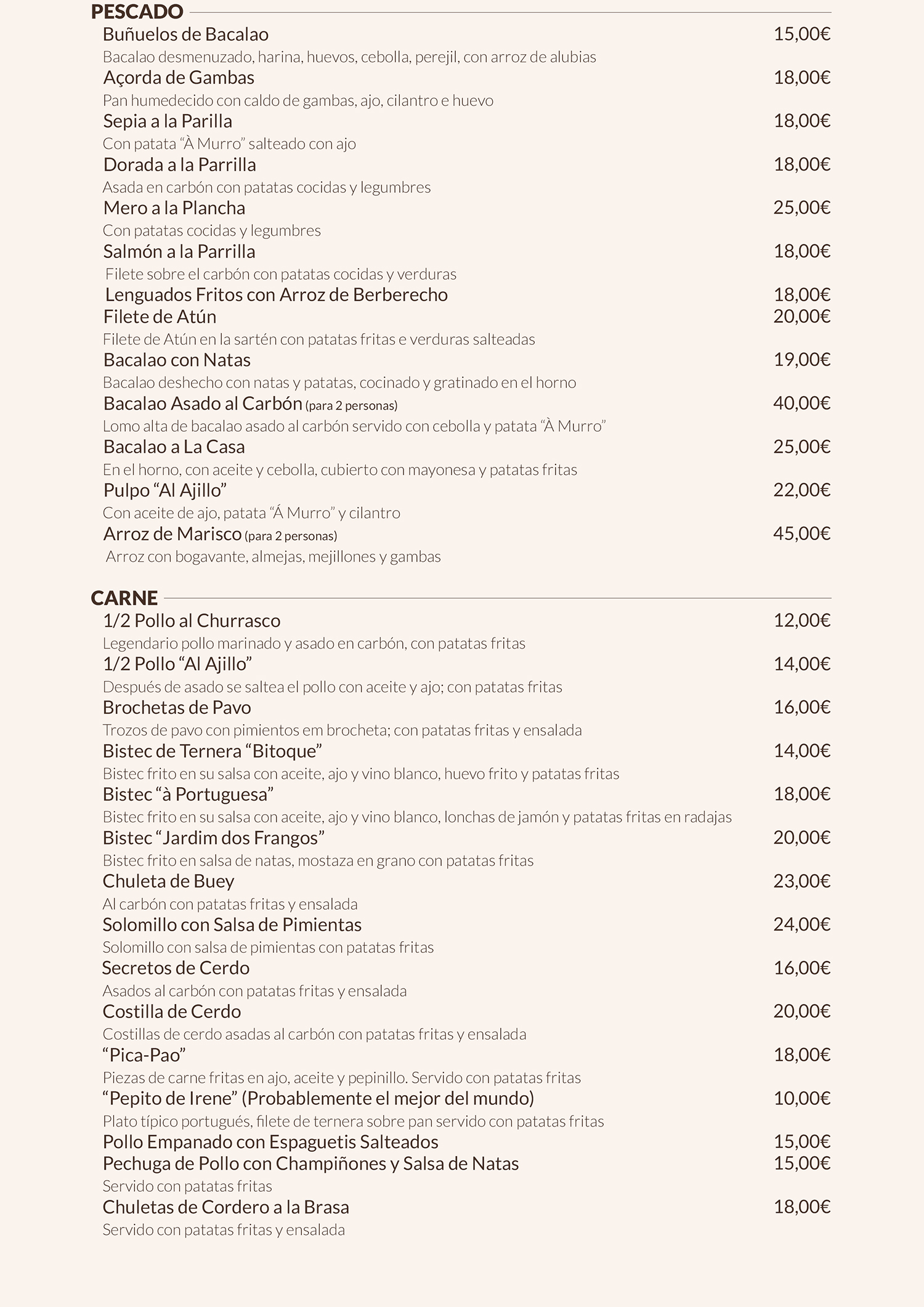 menu