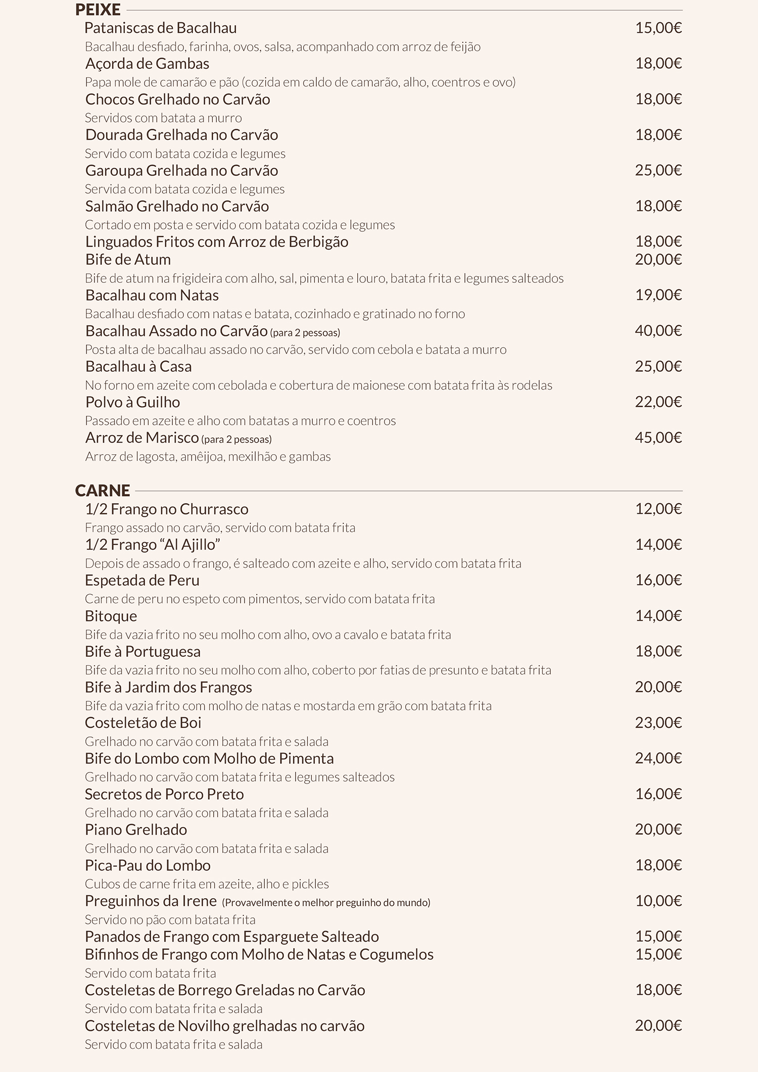 menu